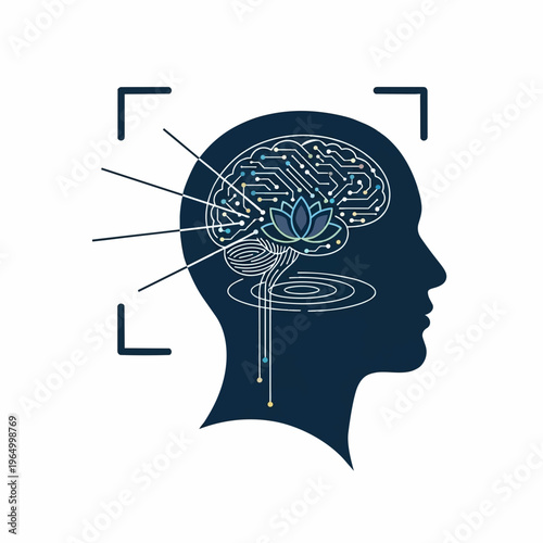Brain Inside Human Head Profile View.