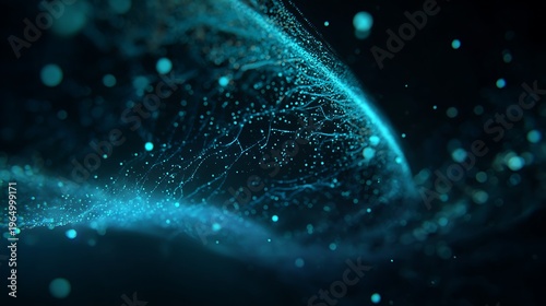 Dynamic futuristic biotech composition with molecular pathways forming a glowing tunnel of scientific light and data.