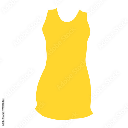 One piece swimsuit, classic yellow swimming suit illustration isolated. Woman beachwear, fashion, clothes. Summer holidays, resort, pool, water sport. Flat design, clip art element, hand drawn vector