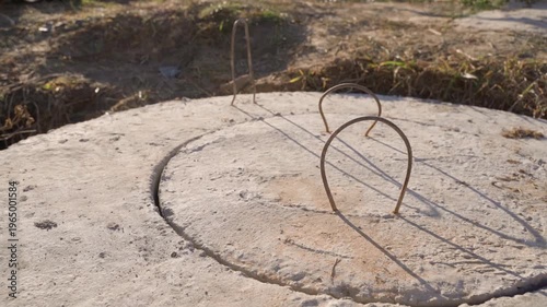 Wallpaper Mural Concrete hatch cover over water storage tank smooth camera movement over concrete slab Torontodigital.ca