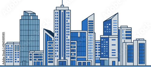Minimalist Smart City Skyline Vector Illustration