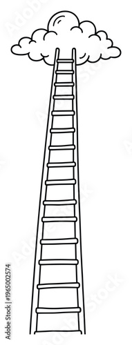 Aspiration ladder reaching into a fluffy cloud symbolizing the pursuit of high goals and dreams, perfect for motivational materials and business success concepts