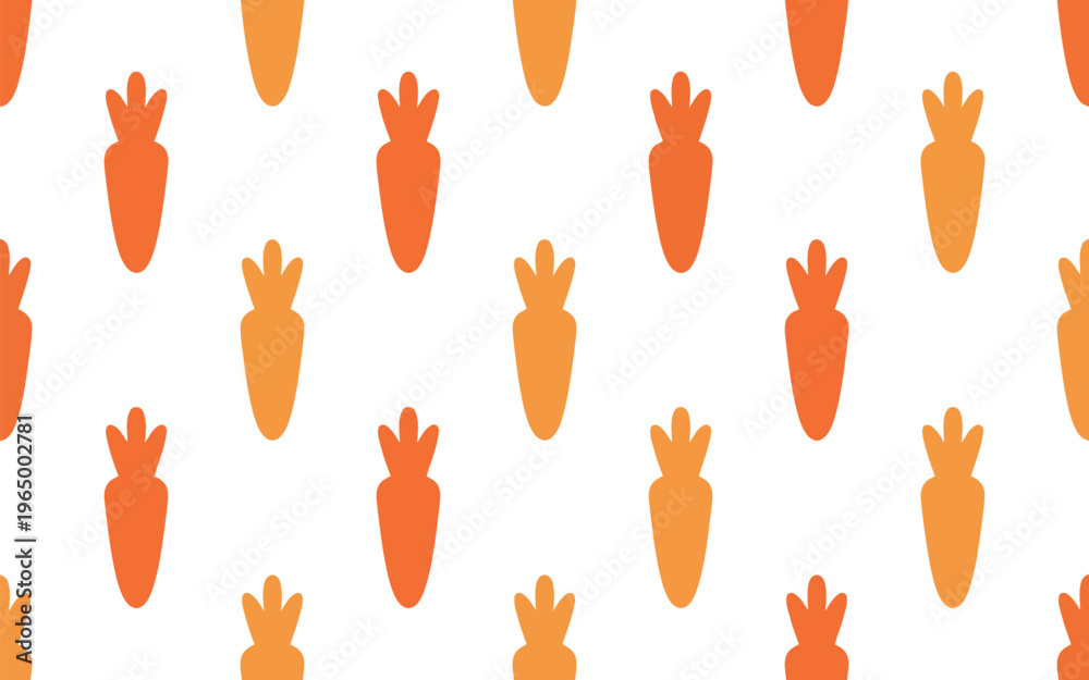 Fototapeta premium Seamless Orange Carrot Pattern on White Background for Spring and Easter Designs