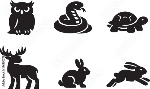 Black and white image featuring a diverse group of animals gathered together