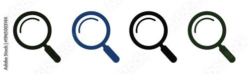 A set of magnifying glasses on a white background with one highlighted in blue