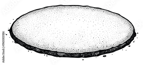 Textured oval disc with a grainy speckled surface created by a stipple technique ideal for adding organic visual interest to banners posters and digital presentations