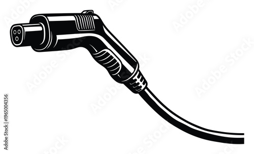 Electric vehicle charging cable connector in a bold graphic style for sustainable transportation, future mobility solutions, and ecofriendly energy promotions