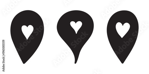 Set of hand drawn map pin Map marker pointer sign GPS and mapping tools Location pin symbol Pinpoint clipart in doodle style Single element for web, design