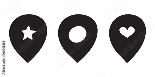 Set of hand drawn map pin Map marker pointer sign GPS and mapping tools Location pin symbol Pinpoint clipart in doodle style Single element for web, design