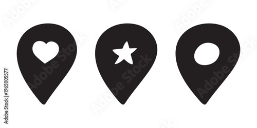 Set of hand drawn map pin Map marker pointer sign GPS and mapping tools Location pin symbol Pinpoint clipart in doodle style Single element for web, design