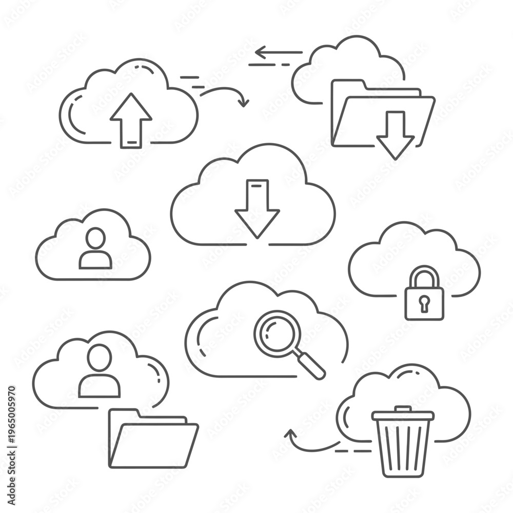 Fototapeta premium Cloud data storage icons