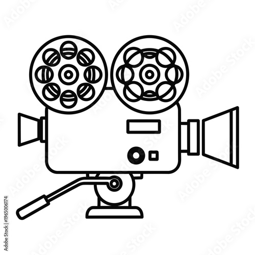 Vintage film camera outline with a clean line