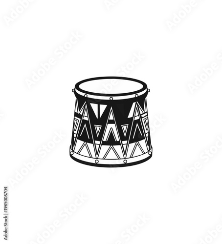 Drum graphic isolated on black background for music and arts