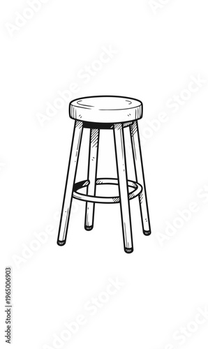 Stool illustration isolated on black background minimalist design
