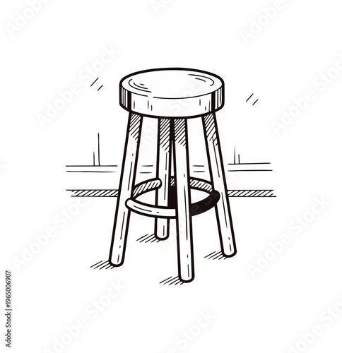 Stool illustration isolated on black background