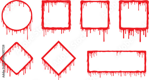 Collection of red blood splatter frames and borders