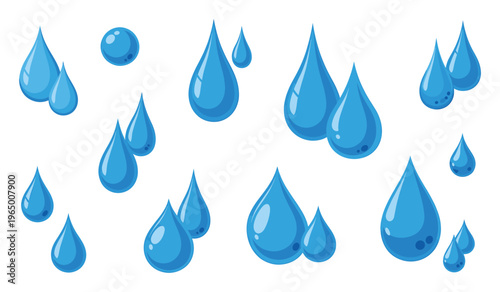 Refreshing blue water drops and a bubble symbolizing clean nature and liquid purity, suitable for health and ecology themed visual content and product packaging.