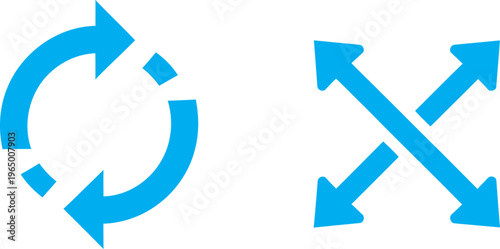 Blue arrows icons for refresh and cross swap