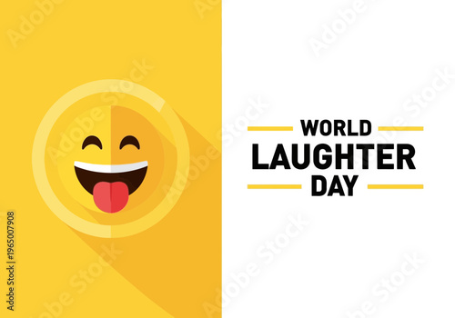 World laughter day poster with smiling face and colorful design