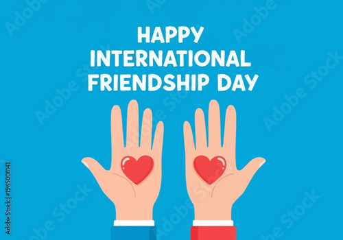Happy international friendship day illustration on blue background
