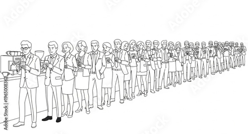A Long Line of People Standing in a Queue.