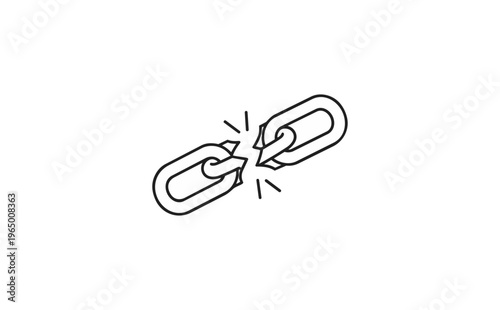 Broken chain illustration symbolic of freedom disconnection independence