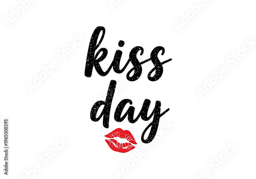 Kiss day logo with lipstick kiss