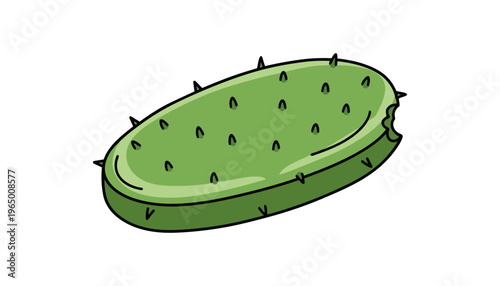Green cactus pad illustration on black background