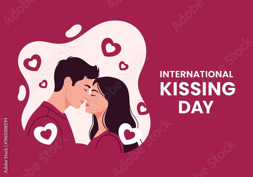 International kissing day celebration with loving couple
