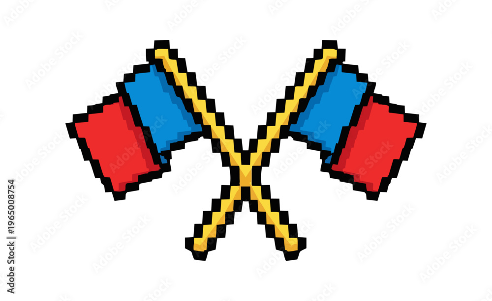 Obraz premium Pixelated crossed flags illustration