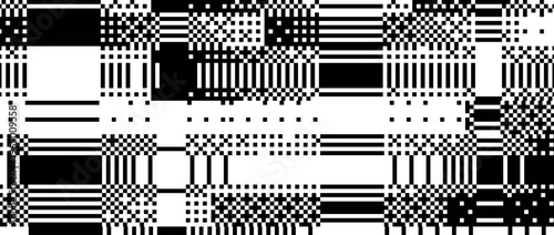 Black and white dither pattern background. Glitched pixel grunge texture. Retro bitmap distressed video game backdrop. 8 bit abstract glitch distorted wallpaper. Vector rippled pixelated screen
