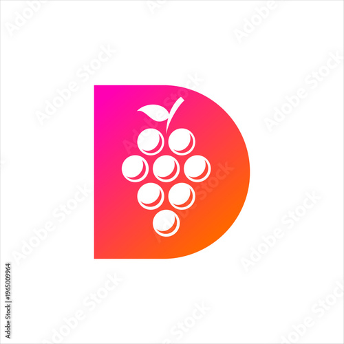 A logo that combines grapes and the letter D. This logo is perfect for a food business.