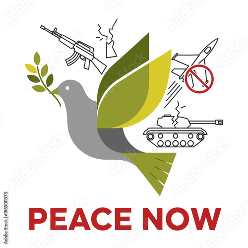 Dove of Peace Holding Olive Branch, Symbolizing Hope Over Conflict and War