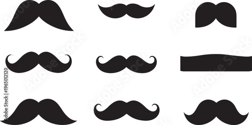 Collection of black mustache silhouettes with different styles