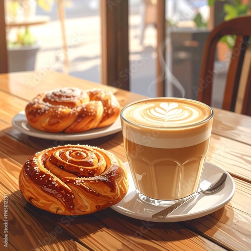 A warm light-brown latte in a clear glass cup