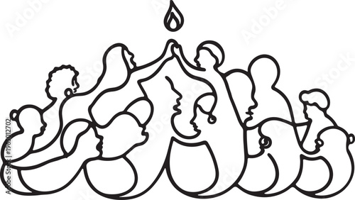 Kwanzaa kinara candle holder with seven candles in silhouette style