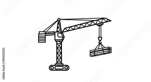 Construction crane lifting materials, a symbol of building and industry.