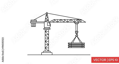 Construction crane lifting materials, a symbol of building and progress.