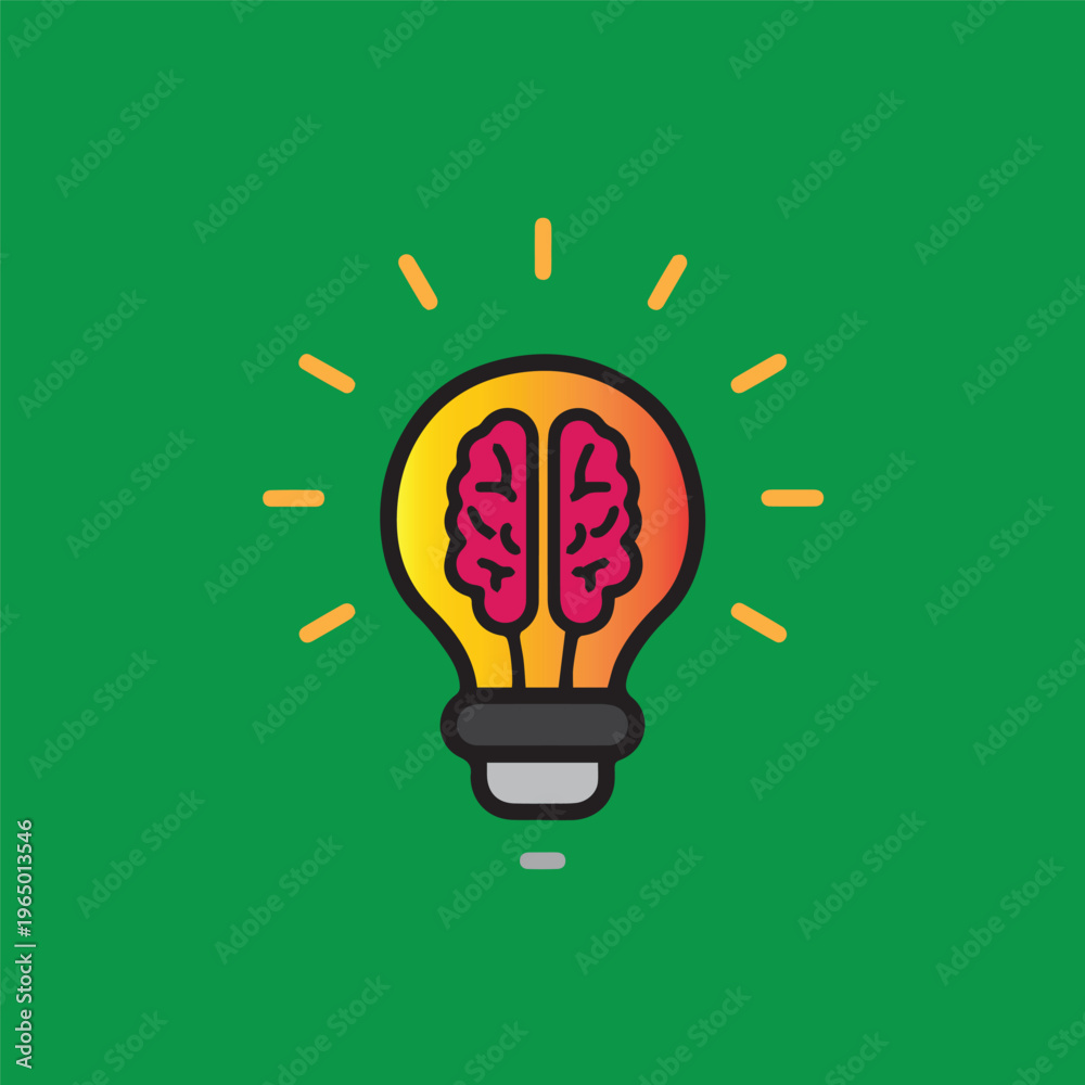 Fototapeta premium Simple vector illustration of a bright light bulb symbol representing creative idea and innovation concept in modern design style