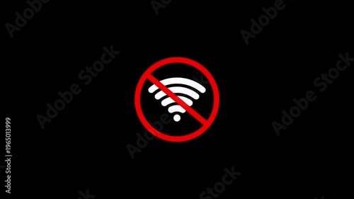 No internet connection icon animation. No Wi-Fi connection motion. Banned icon No wi-fi internet 4k video footage.