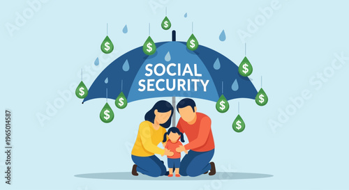 Social Security Protection and Community Support Illustration