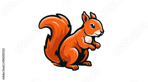 A cartoon-style illustration of an orange squirrel in a standing pose against a white background