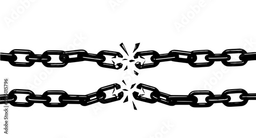 A broken chain on a white background