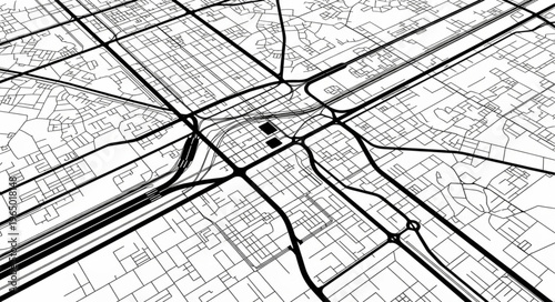 Abstract Aerial View of City Map Network.