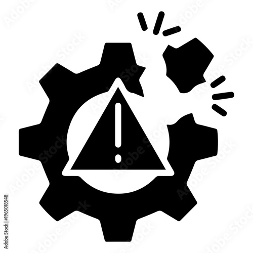 Broken gear icon with alert