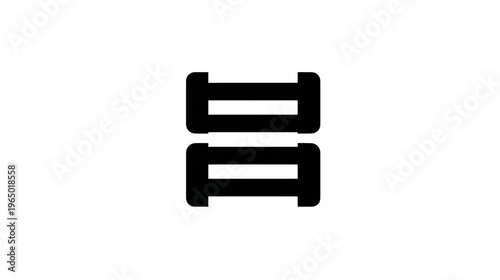 Two stacked, rectangular shapes, each with a central horizontal bar, in solid black against a white background