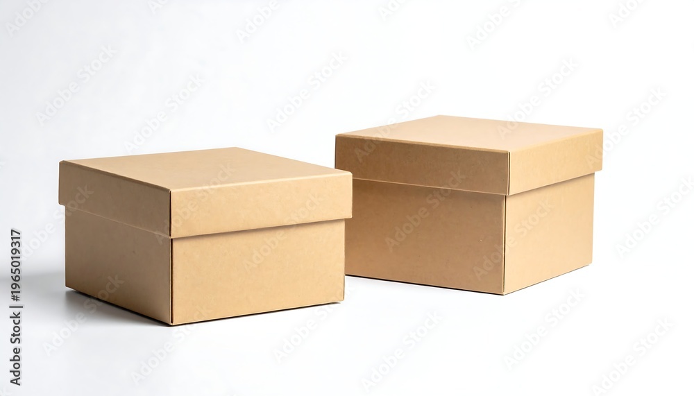 Fototapeta premium Blank cardboard boxes used in packaging, isolated on white background, gift box or paper concept
