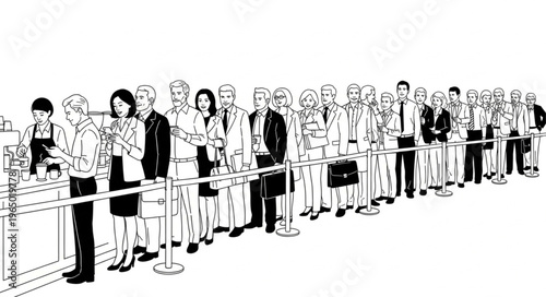 A Long Line of People Waiting Patiently in an Organized Queue.