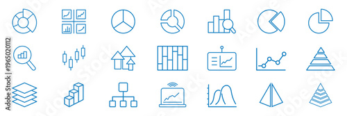 diagram line icon set. Data analytics line icons. Data, analysis, optimization, processing, mining, technology, monitoring icon set. Editable stroke, progress, growth, efficiency. 