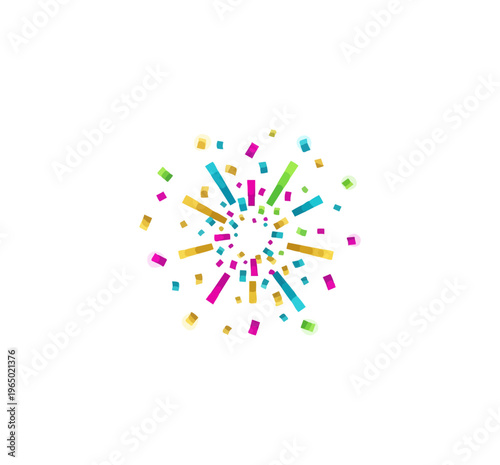 Colorful confetti burst on black background celebration concept